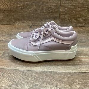Vans Old Skool Stacked Tumbled Platform Leather Purple Sneaker Unisex M 6 W 7.5